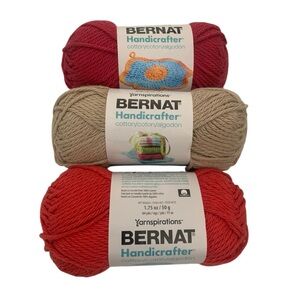 NEW BERNAT Handicrafter 💯% Cotton Worsted Weight Knit Crochet Yarn 3X 50g